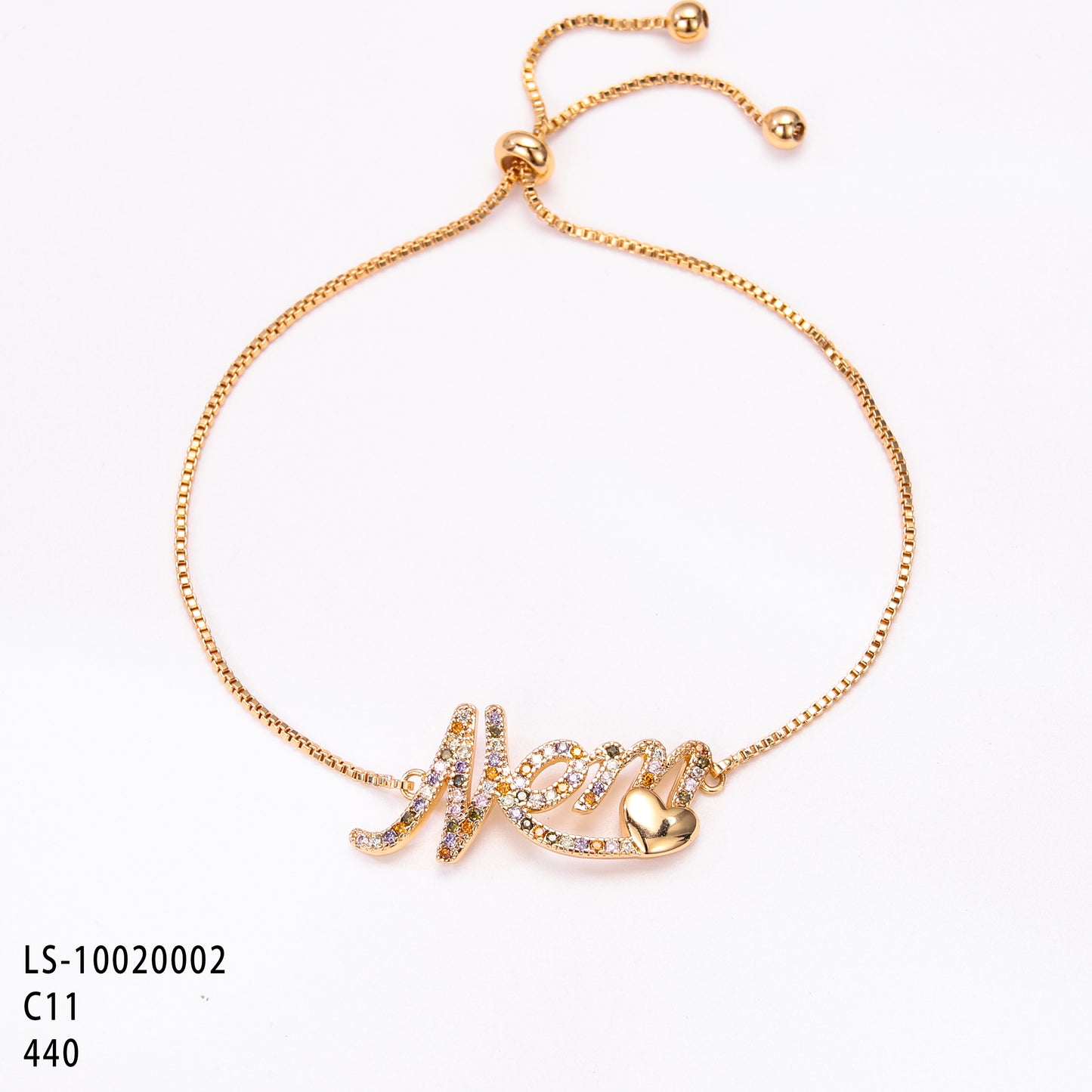PinkFancy Jewelry 18K Gold-plated copper color cubic zirconia setting wholesale mom bracelet