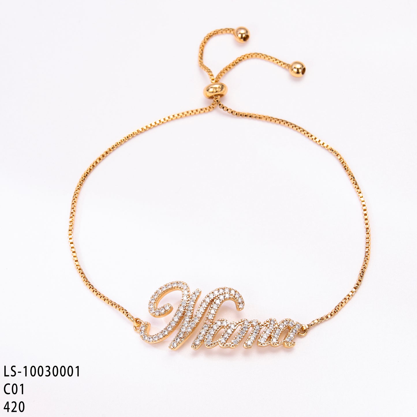PinkFancy Jewelry 18K Gold-plated copper color cubic zirconia setting wholesale mom bracelet
