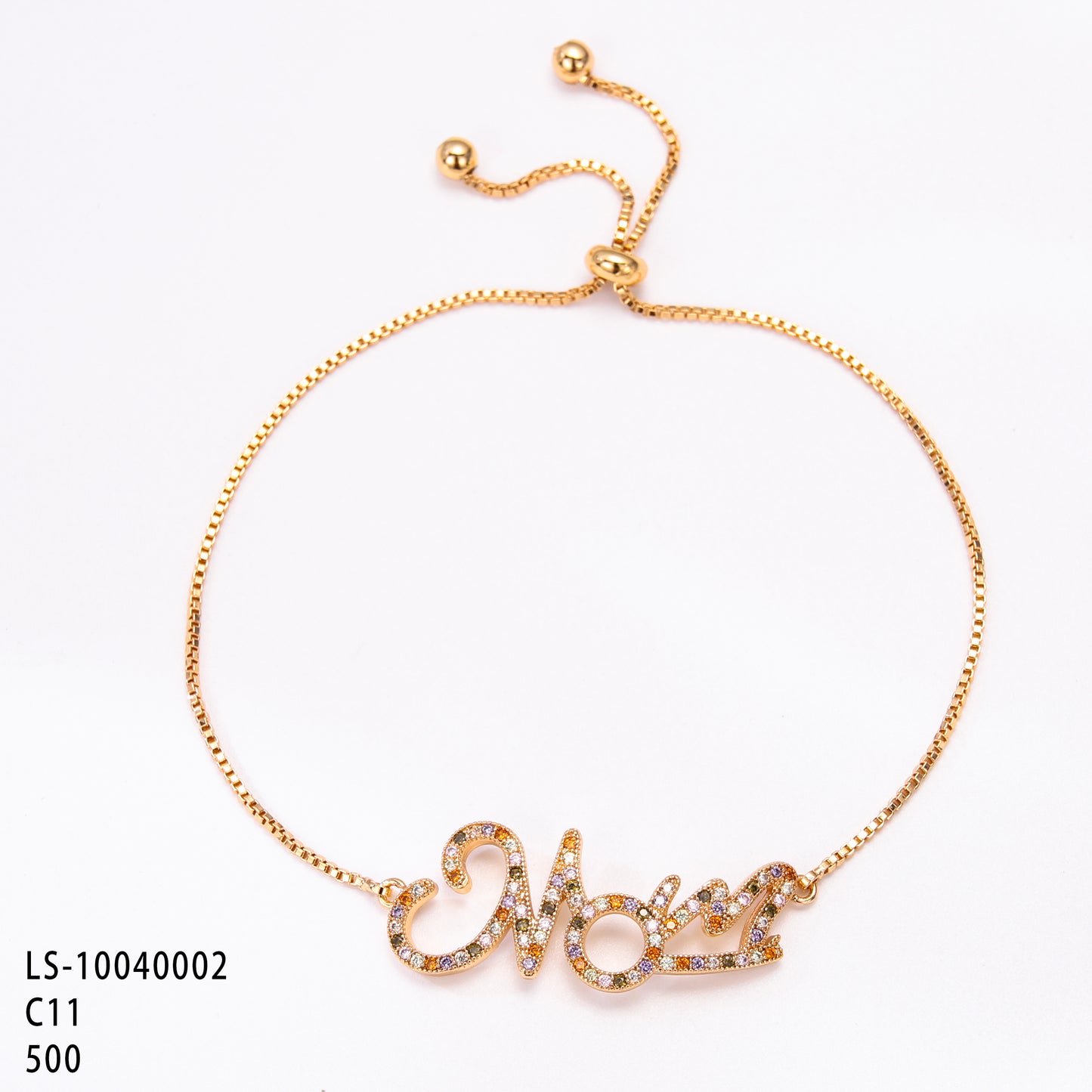PinkFancy Jewelry 18K Gold-plated copper color cubic zirconia setting wholesale mom bracelet