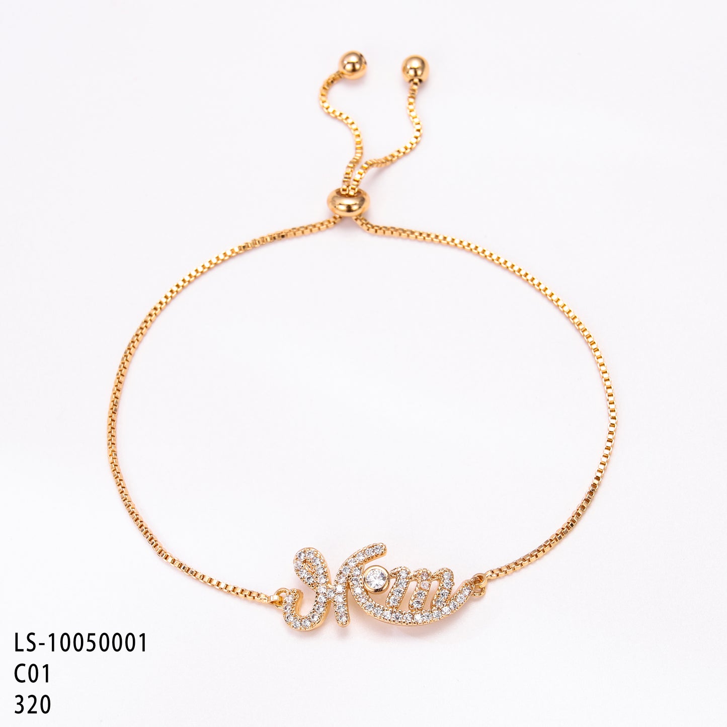 PinkFancy Jewelry 18K Gold-plated copper color cubic zirconia setting wholesale mom bracelet