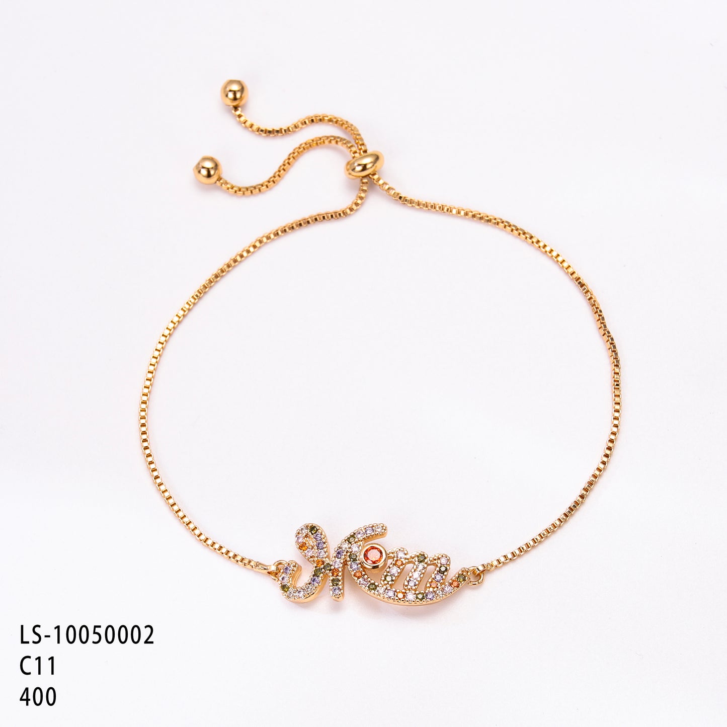 PinkFancy Jewelry 18K Gold-plated copper color cubic zirconia setting wholesale mom bracelet