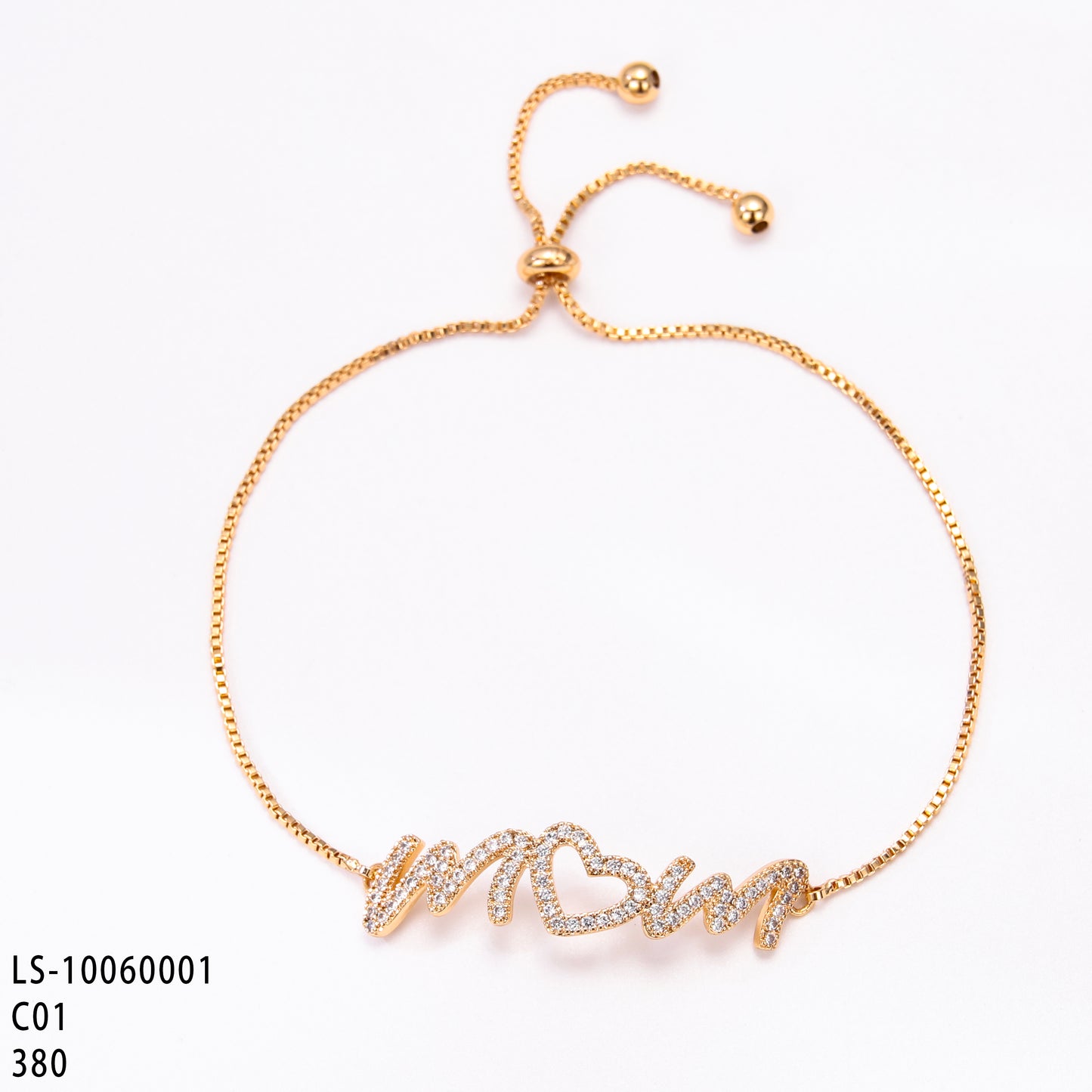 PinkFancy Jewelry 18K Gold-plated copper color cubic zirconia setting wholesale mom bracelet