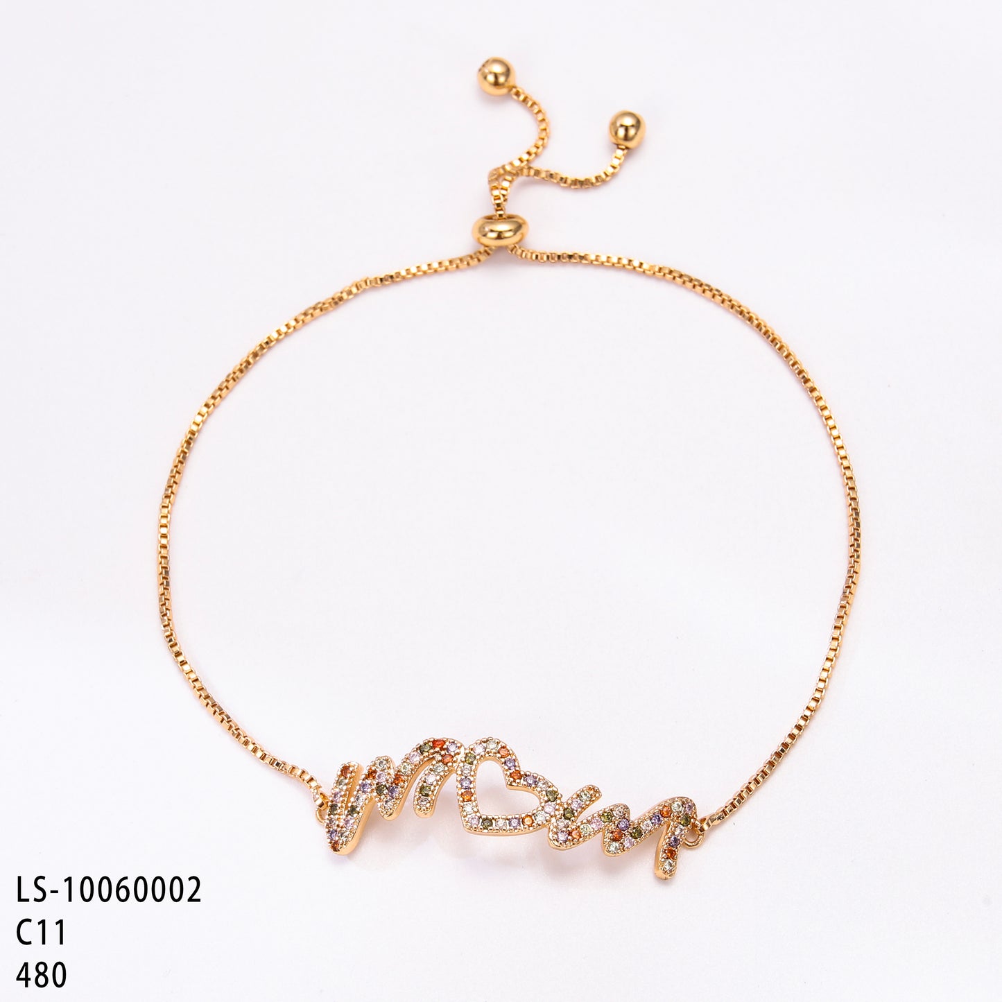 PinkFancy Jewelry 18K Gold-plated copper color cubic zirconia setting wholesale mom bracelet