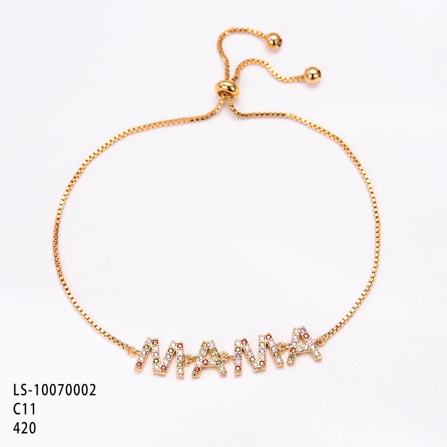 PinkFancy Jewelry 18K Gold-plated copper color cubic zirconia setting wholesale mom bracelet