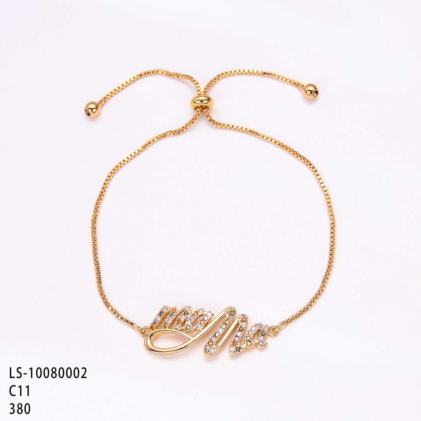 PinkFancy Jewelry 18K Gold-plated copper color cubic zirconia setting wholesale mom bracelet