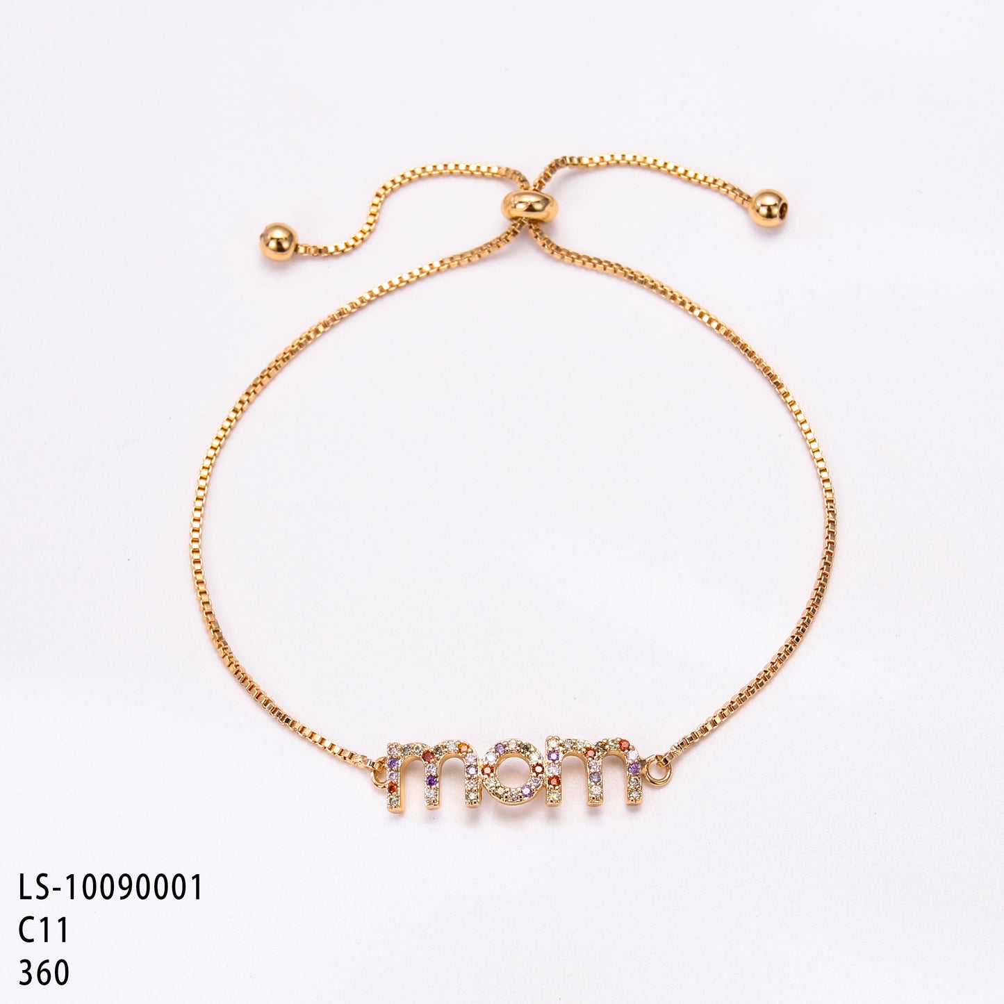 PinkFancy Jewelry 18K Gold-plated copper color cubic zirconia setting wholesale mom bracelet