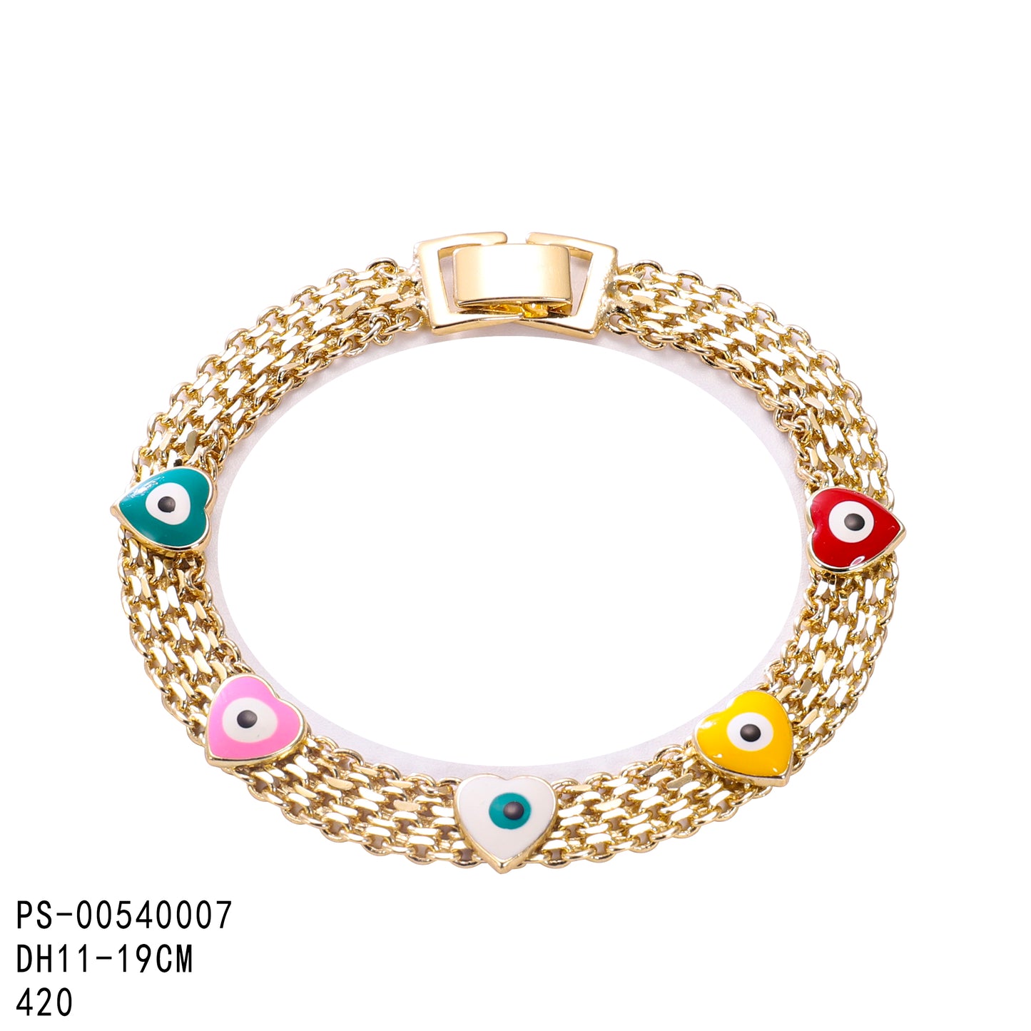 PinkFancy Jewelry 14K Gold-plated copper Heart-shaped elephant butterfly Evil Eyes wholesale bracelet