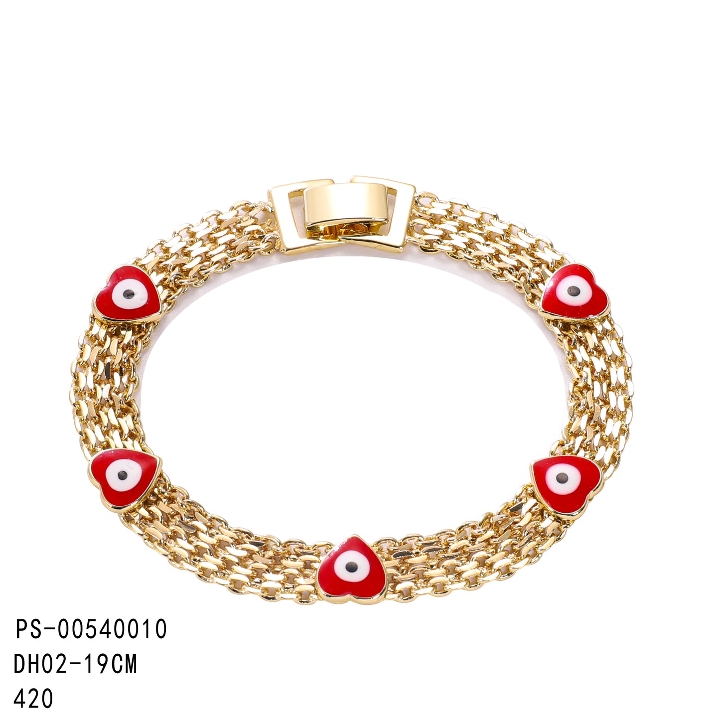 PinkFancy Jewelry 14K Gold-plated copper Heart-shaped elephant butterfly Evil Eyes wholesale bracelet