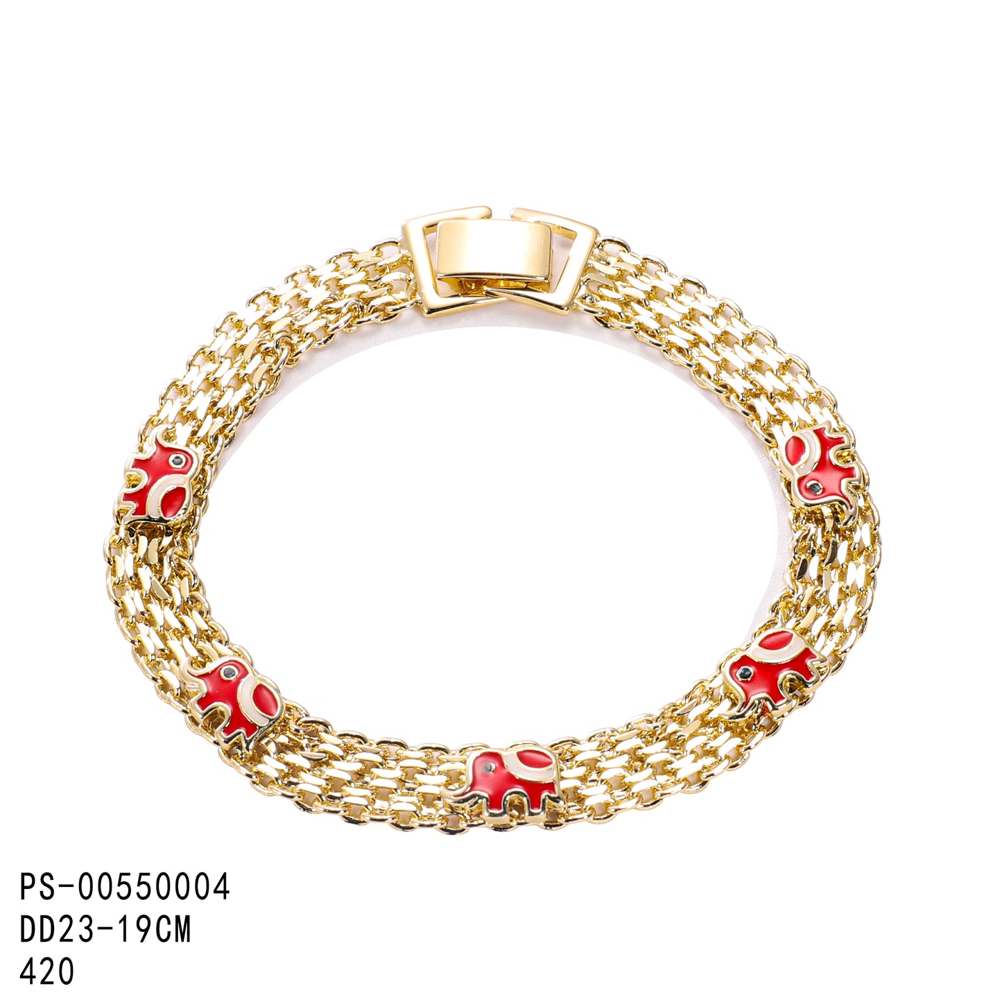 PinkFancy Jewelry 14K Gold-plated copper Heart-shaped elephant butterfly Evil Eyes wholesale bracelet