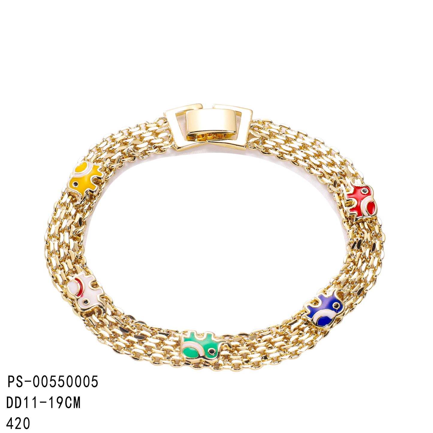 PinkFancy Jewelry 14K Gold-plated copper Heart-shaped elephant butterfly Evil Eyes wholesale bracelet