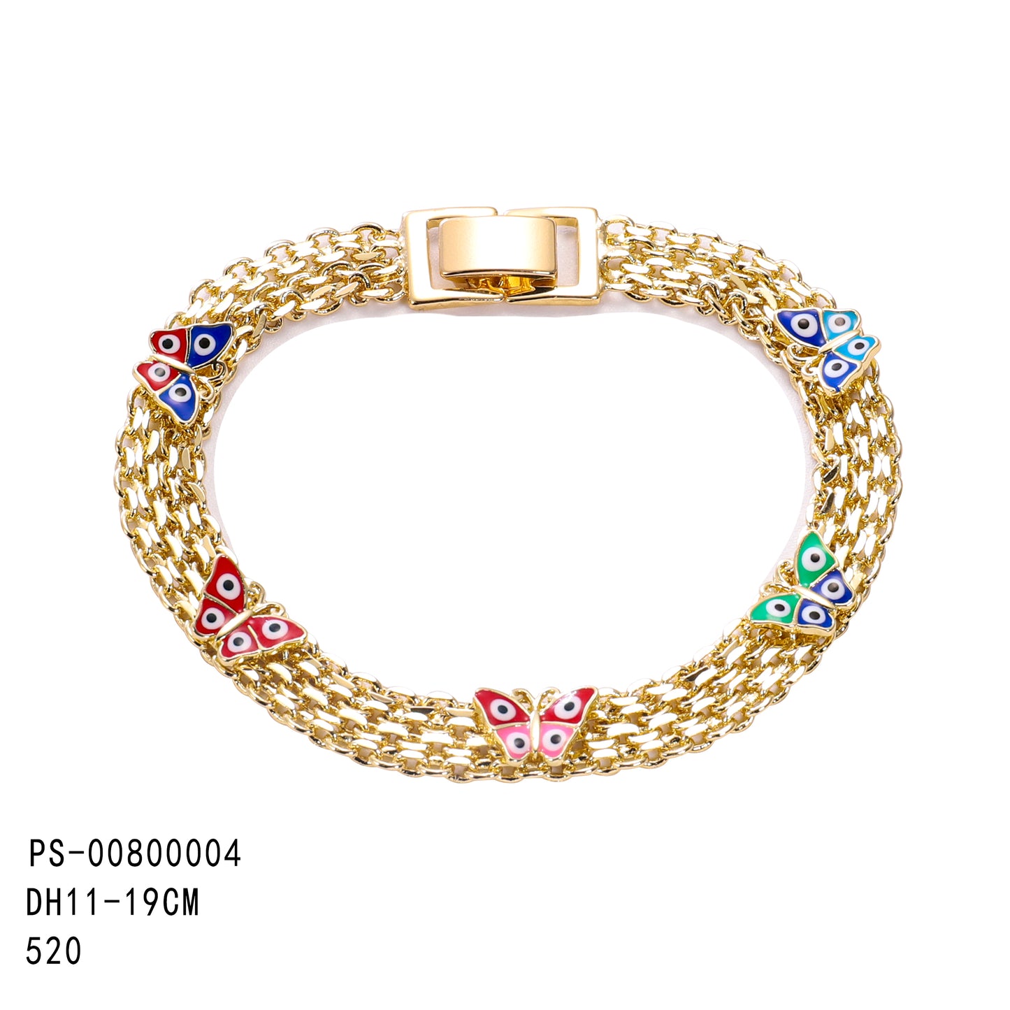 PinkFancy Jewelry 14K Gold-plated copper Heart-shaped elephant butterfly Evil Eyes wholesale bracelet