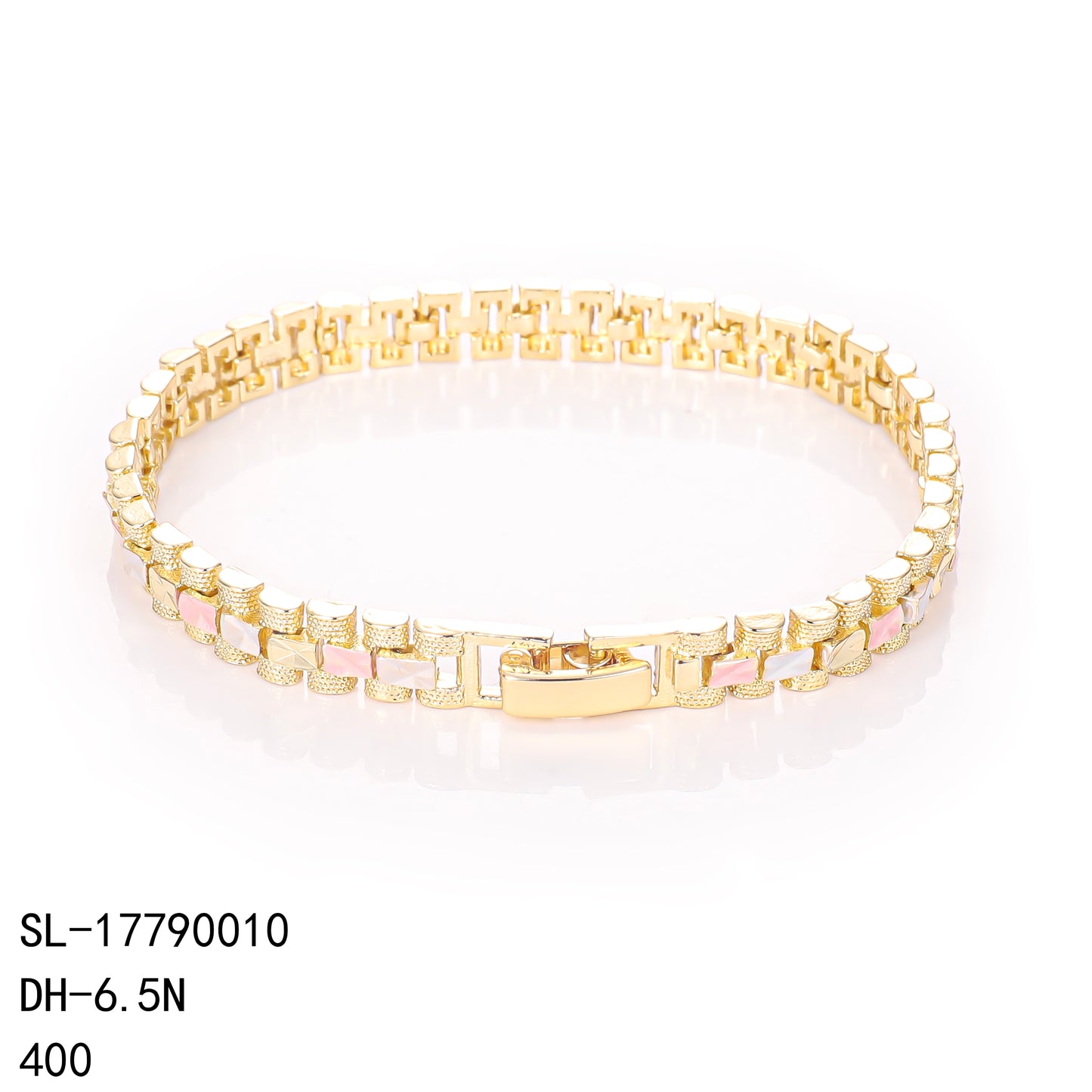 PinkFancy Jewelry 14K Gold-plated copper three-colored wholesale hearts bracelet