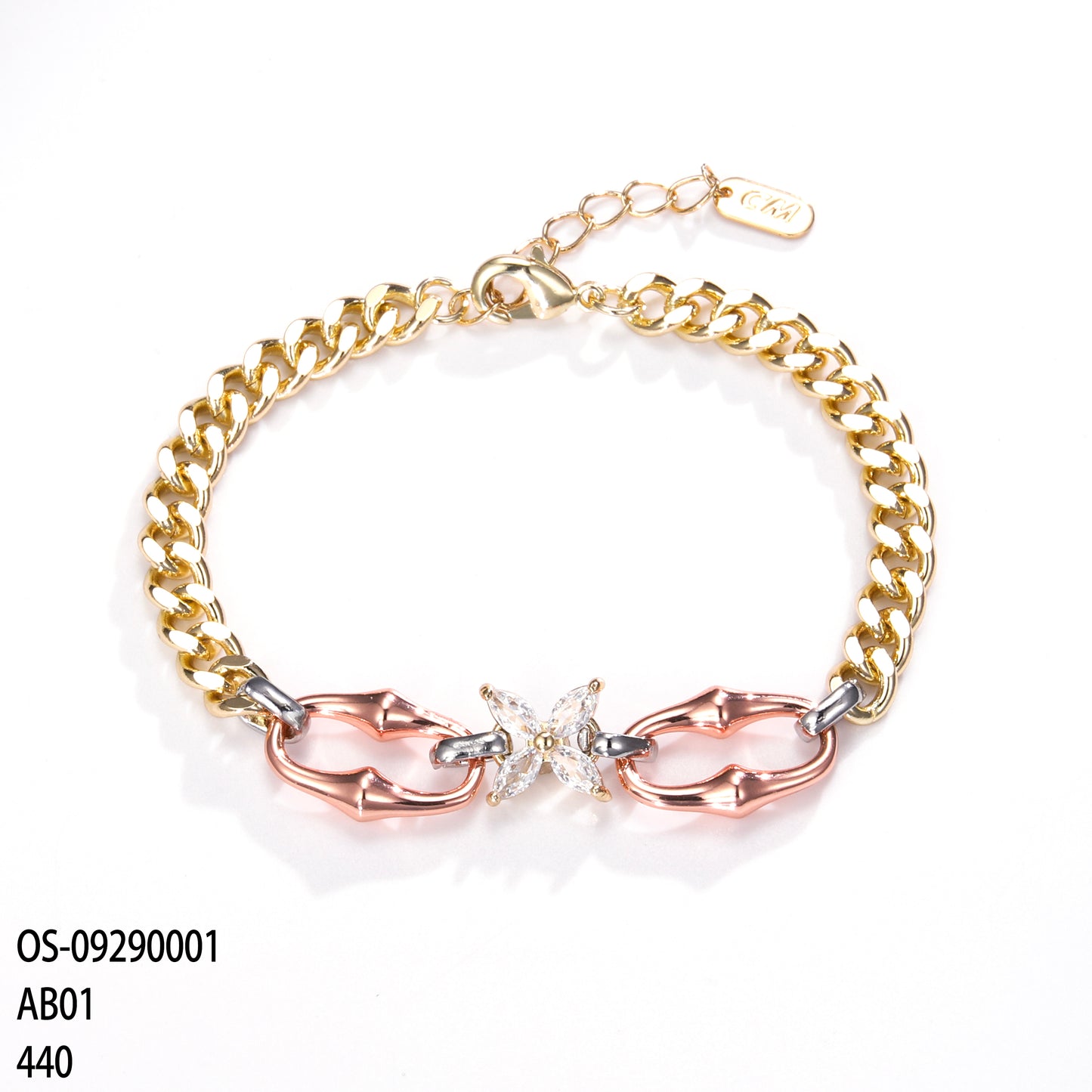 PinkFancy Jewelry 14K Gold-plated copper cubic zirconia setting Three colors wholesale bracelet