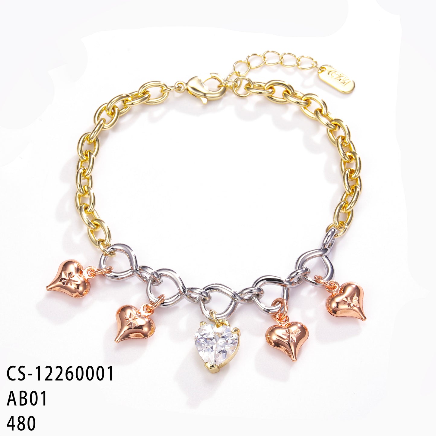 PinkFancy Jewelry 14K Gold-plated copper cubic zirconia setting Three colors wholesale bracelet