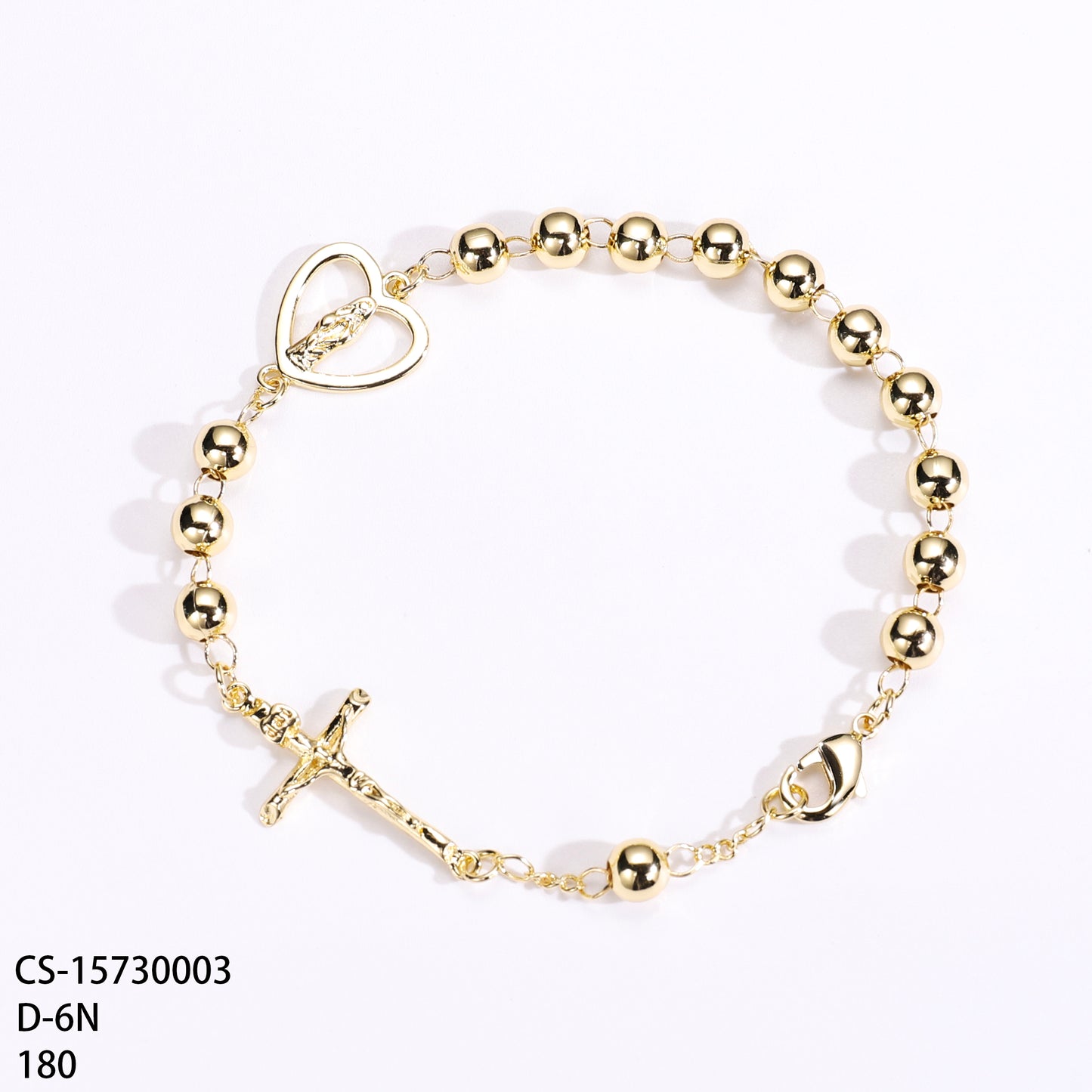 PinkFancy Jewelry 14K Gold-plated copper cubic zirconia setting Catholicism Christianity wholesale bracelet