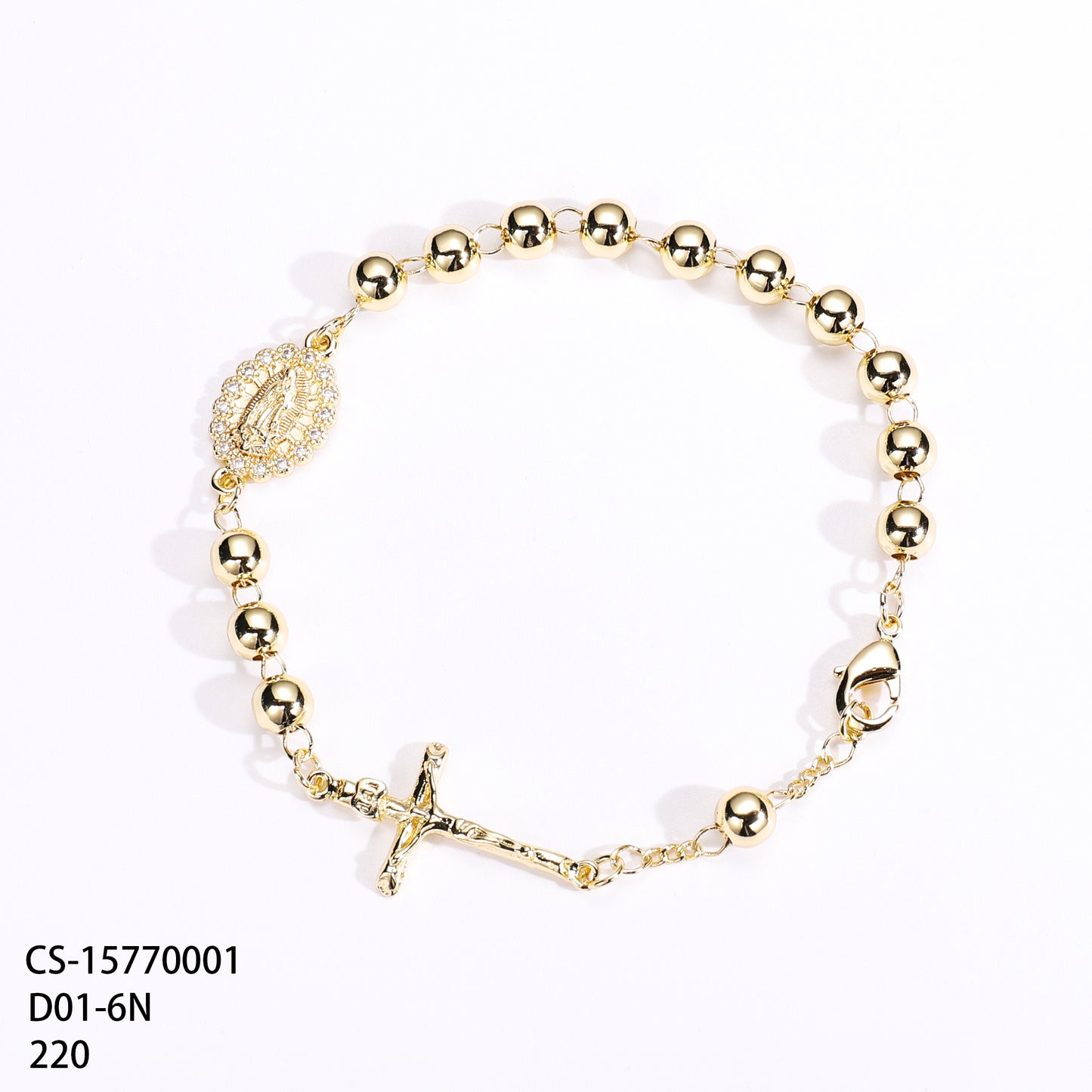 PinkFancy Jewelry 14K Gold-plated copper cubic zirconia setting Catholicism Christianity wholesale bracelet