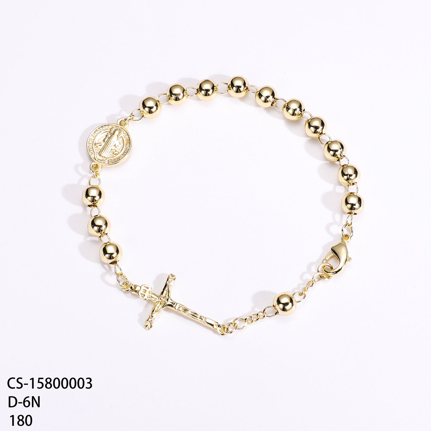 PinkFancy Jewelry 14K Gold-plated copper cubic zirconia setting Catholicism Christianity wholesale bracelet
