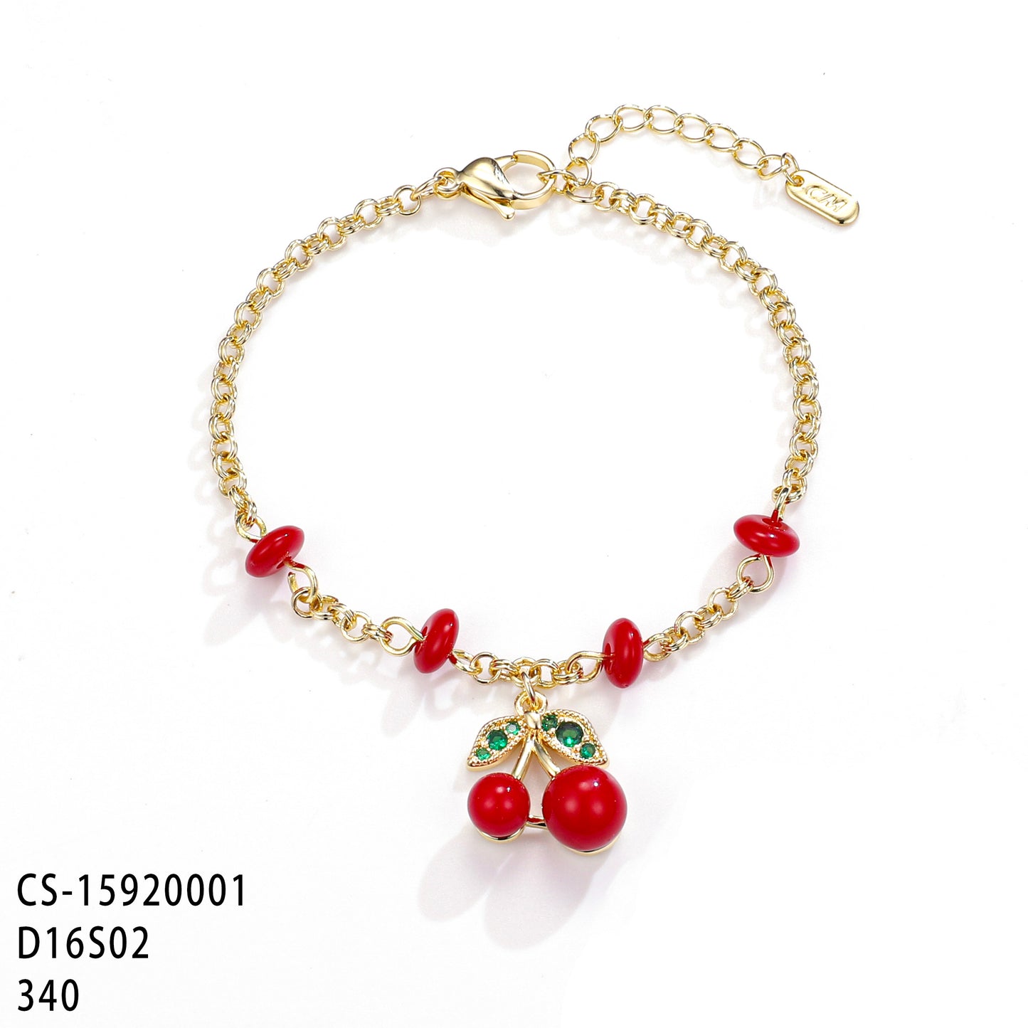 PinkFancy Jewelry 14K Gold-plated copper Red cherries Strawberries wholesale bracelet