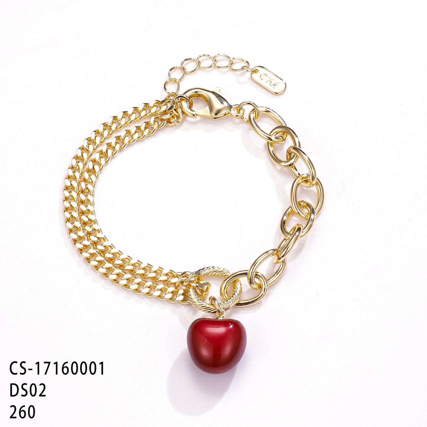 PinkFancy Jewelry 14K Gold-plated copper Red cherries Strawberries wholesale bracelet