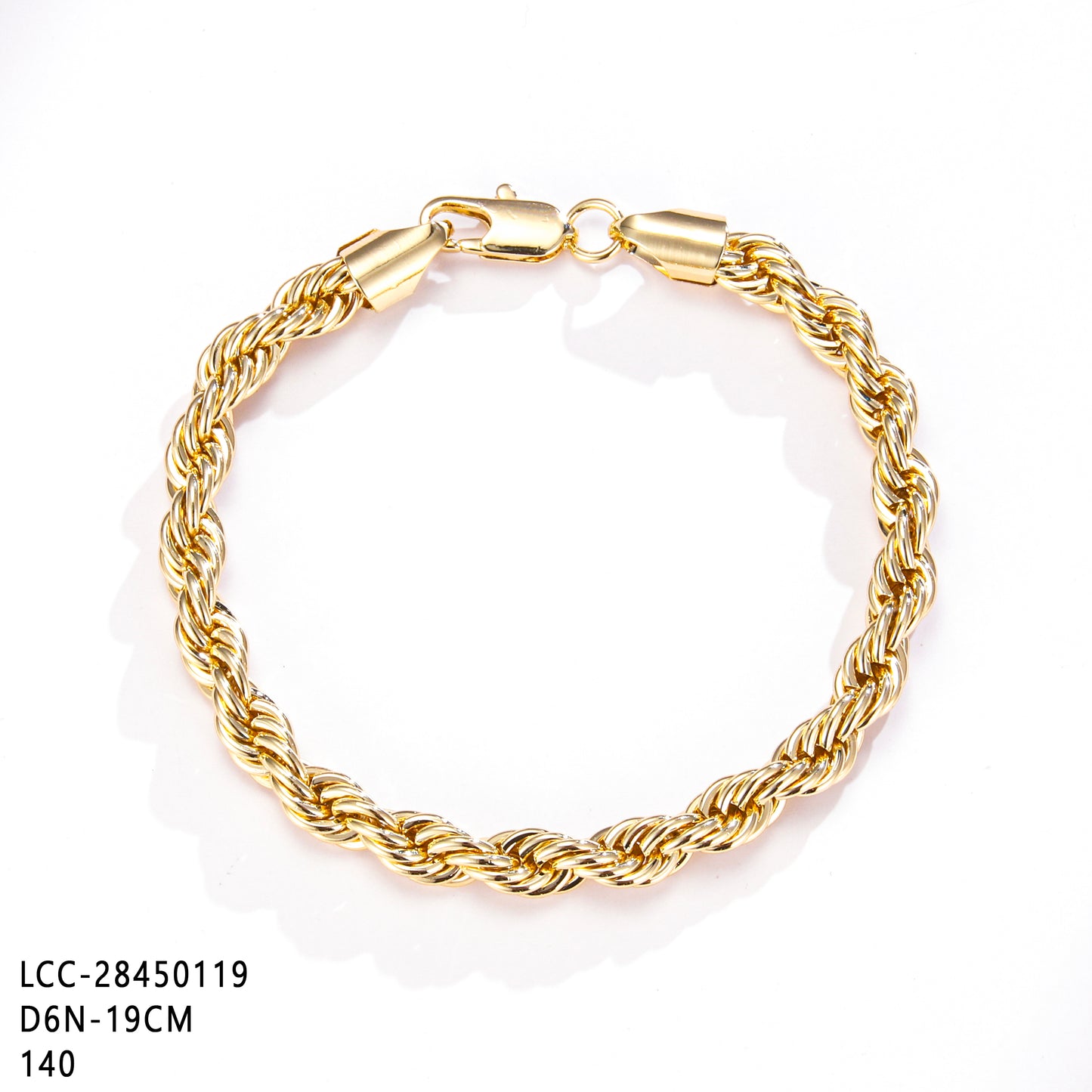 PinkFancy Jewelry 14K Gold-plated copper Rope Chain wholesale bracelet