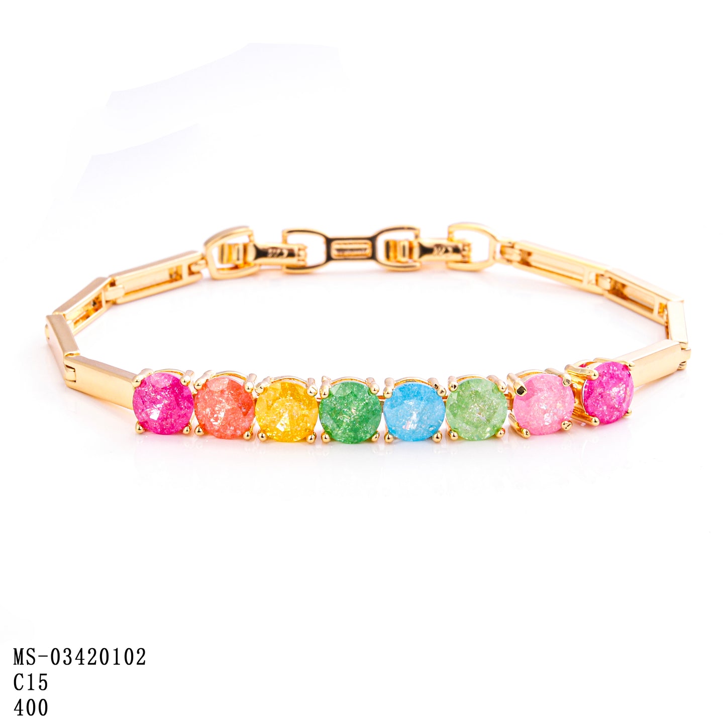 PinkFancy Jewelry 18K Gold-plated copper color cubic zirconia setting wholesale bracelet