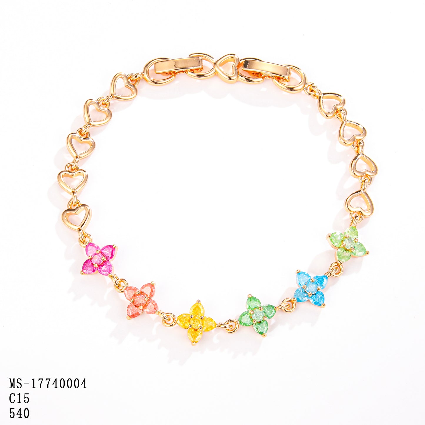 PinkFancy Jewelry 18K Gold-plated copper color cubic zirconia setting wholesale bracelet