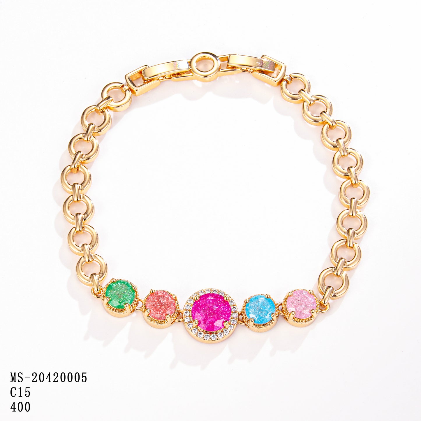 PinkFancy Jewelry 18K Gold-plated copper color cubic zirconia setting wholesale bracelet
