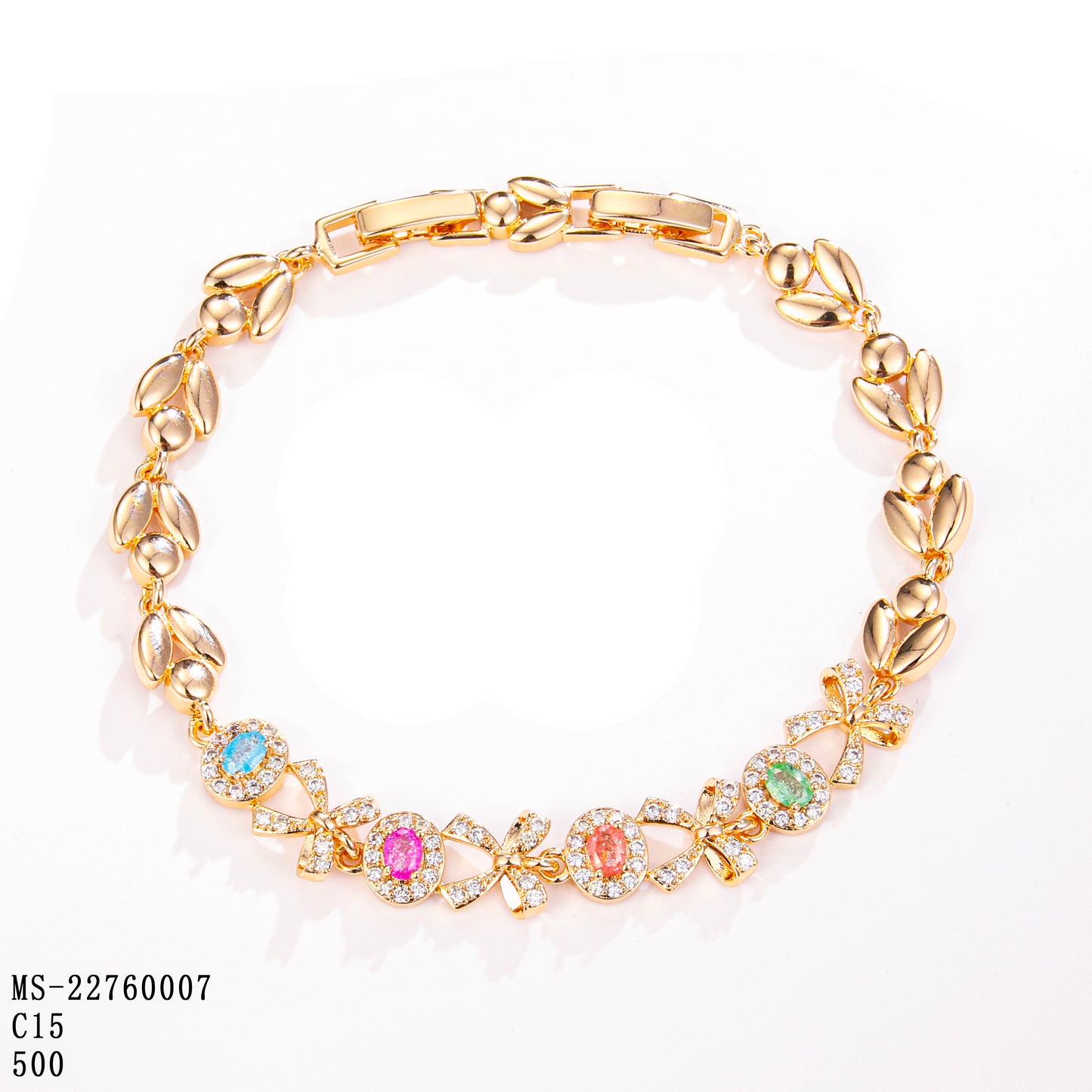 PinkFancy Jewelry 18K Gold-plated copper color cubic zirconia setting wholesale bracelet