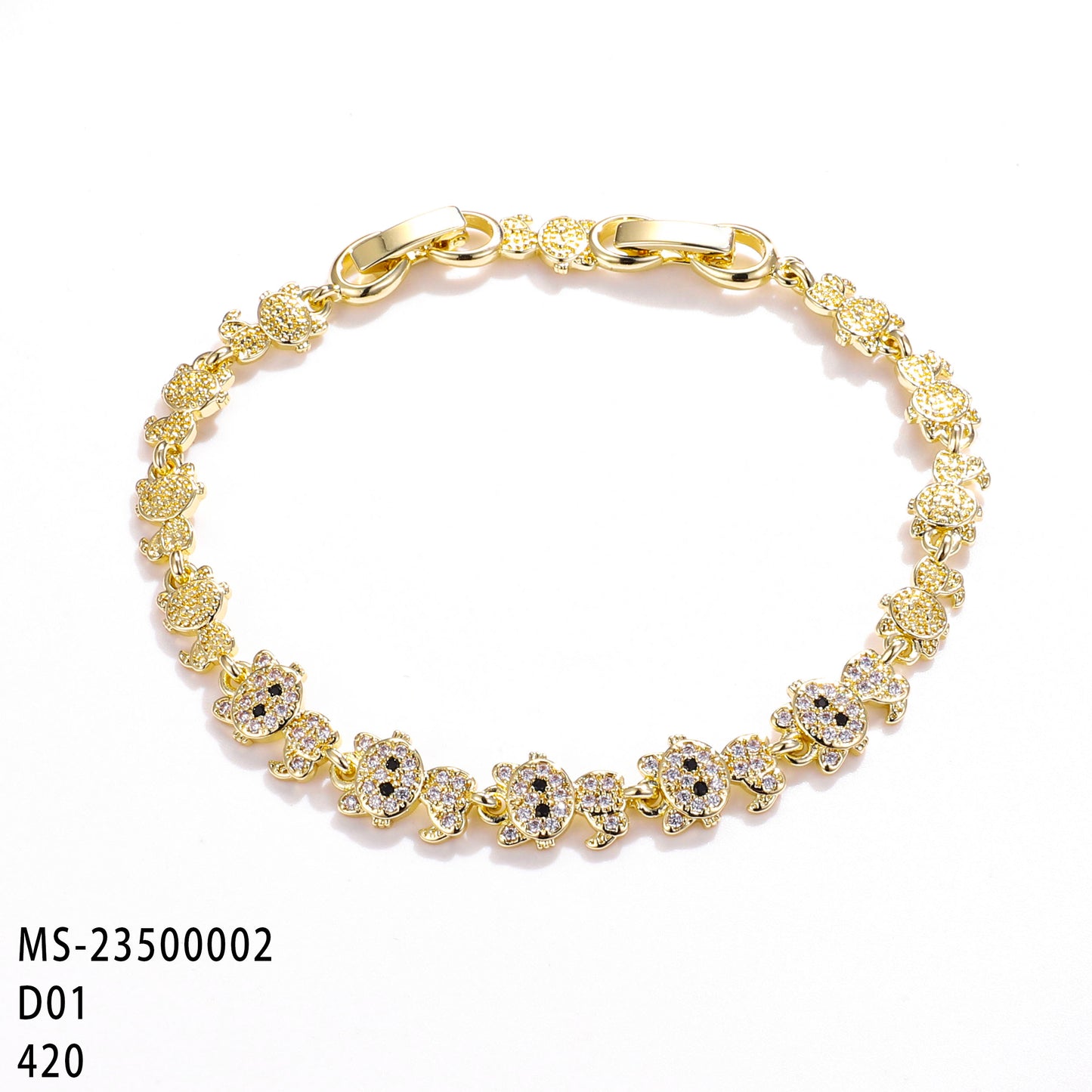 PinkFancy Jewelry 14K Gold-plated copper cubic zirconia setting Animal Series wholesale bracelet