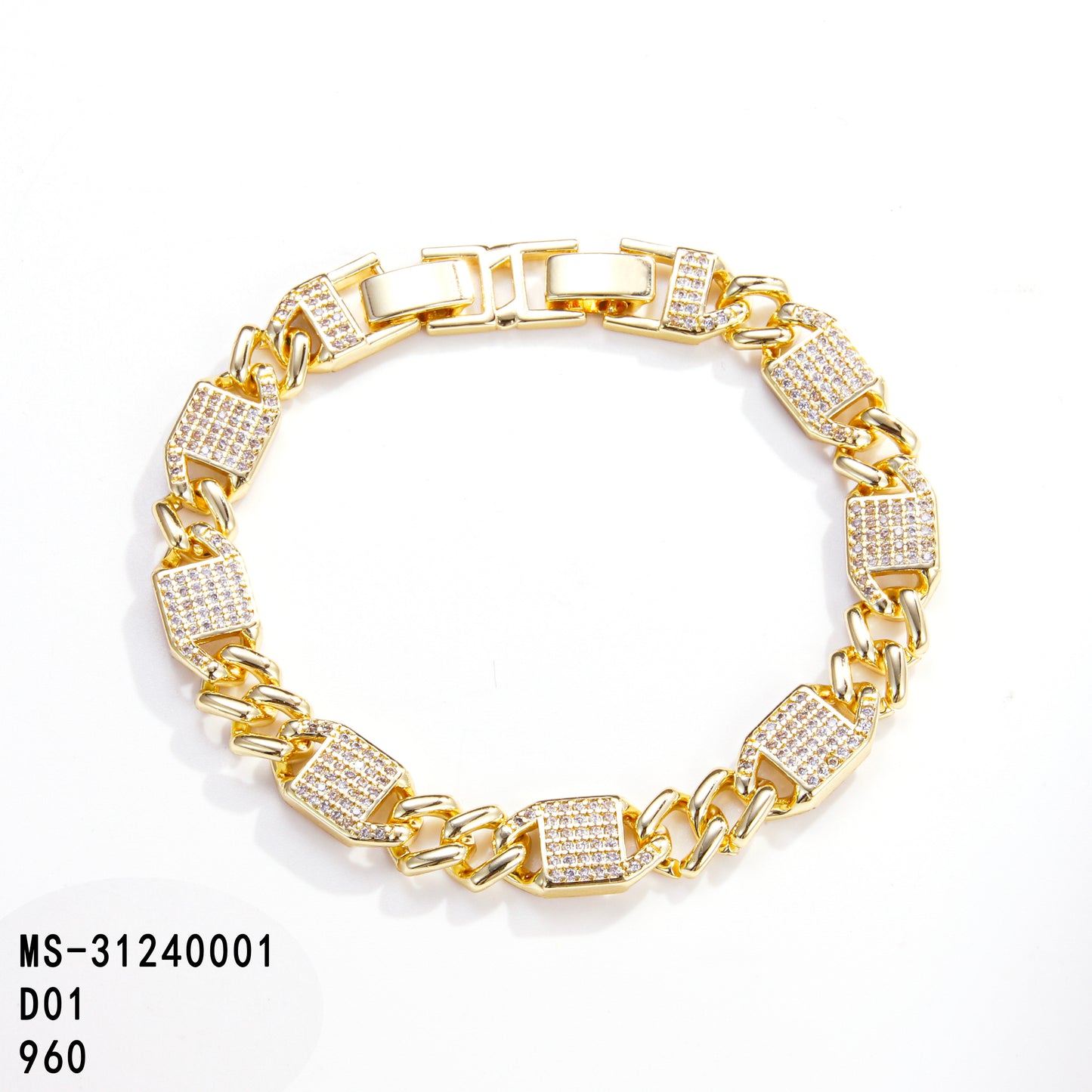 PinkFancy Jewelry 14K Gold-plated copper Luxury Cuban Chain wholesale bracelet