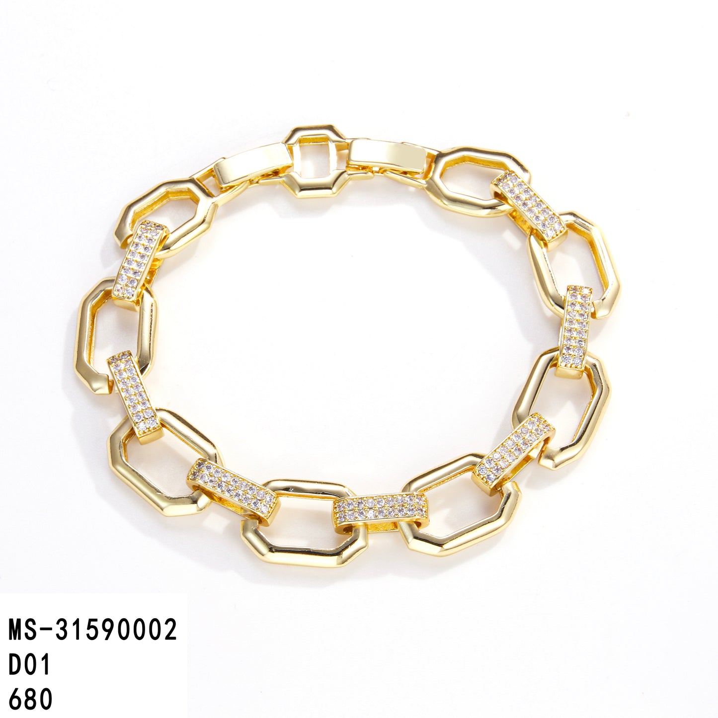 PinkFancy Jewelry 14K Gold-plated copper Luxury Cuban Chain wholesale bracelet
