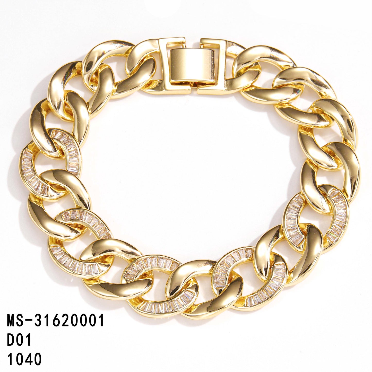 PinkFancy Jewelry 14K Gold-plated copper cubic zirconia setting Miami Cuba Chain wholesale