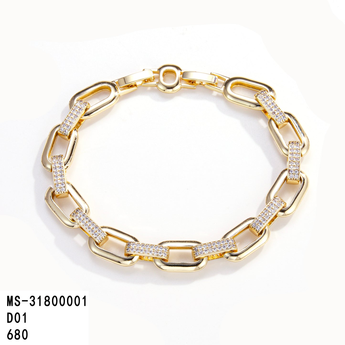 PinkFancy Jewelry 14K Gold-plated copper Luxury Cuban Chain wholesale bracelet