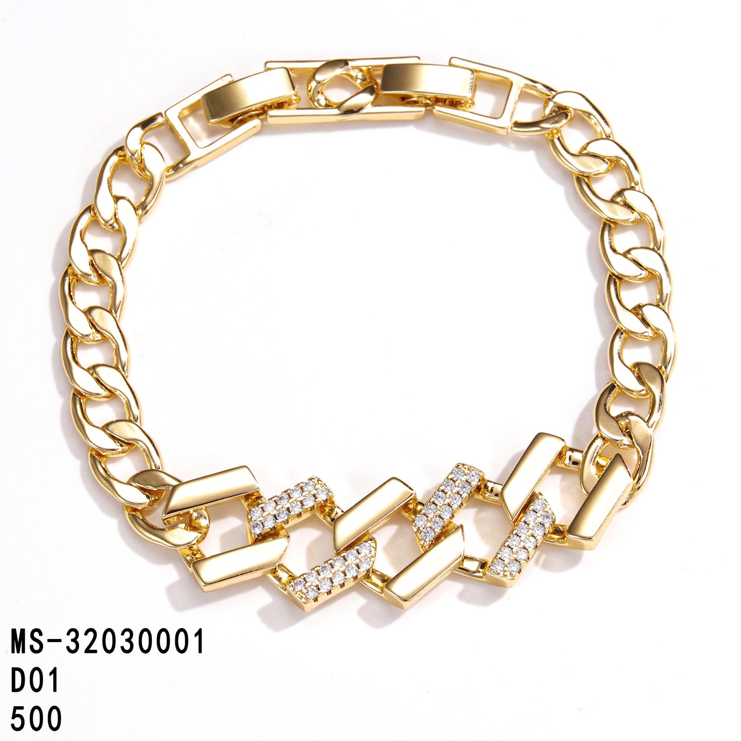 PinkFancy Jewelry 14K Gold-plated copper cubic zirconia setting Miami Cuba Chain wholesale