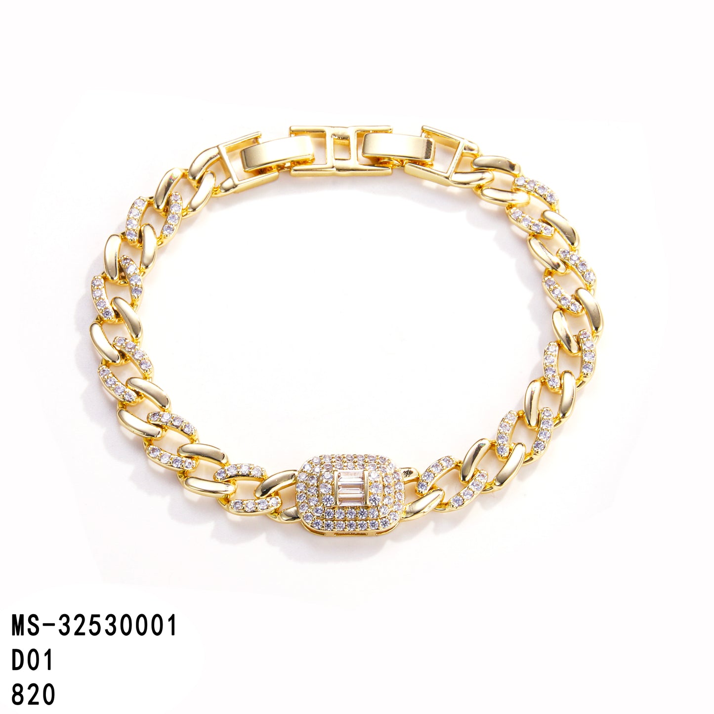 PinkFancy Jewelry 14K Gold-plated copper Luxury Cuban Chain wholesale bracelet