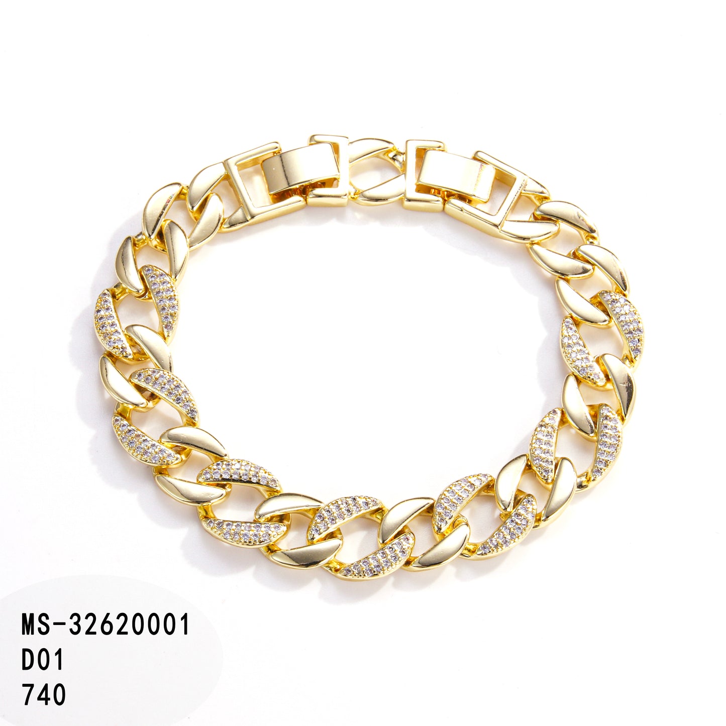 PinkFancy Jewelry 14K Gold-plated copper Luxury Cuban Chain wholesale bracelet
