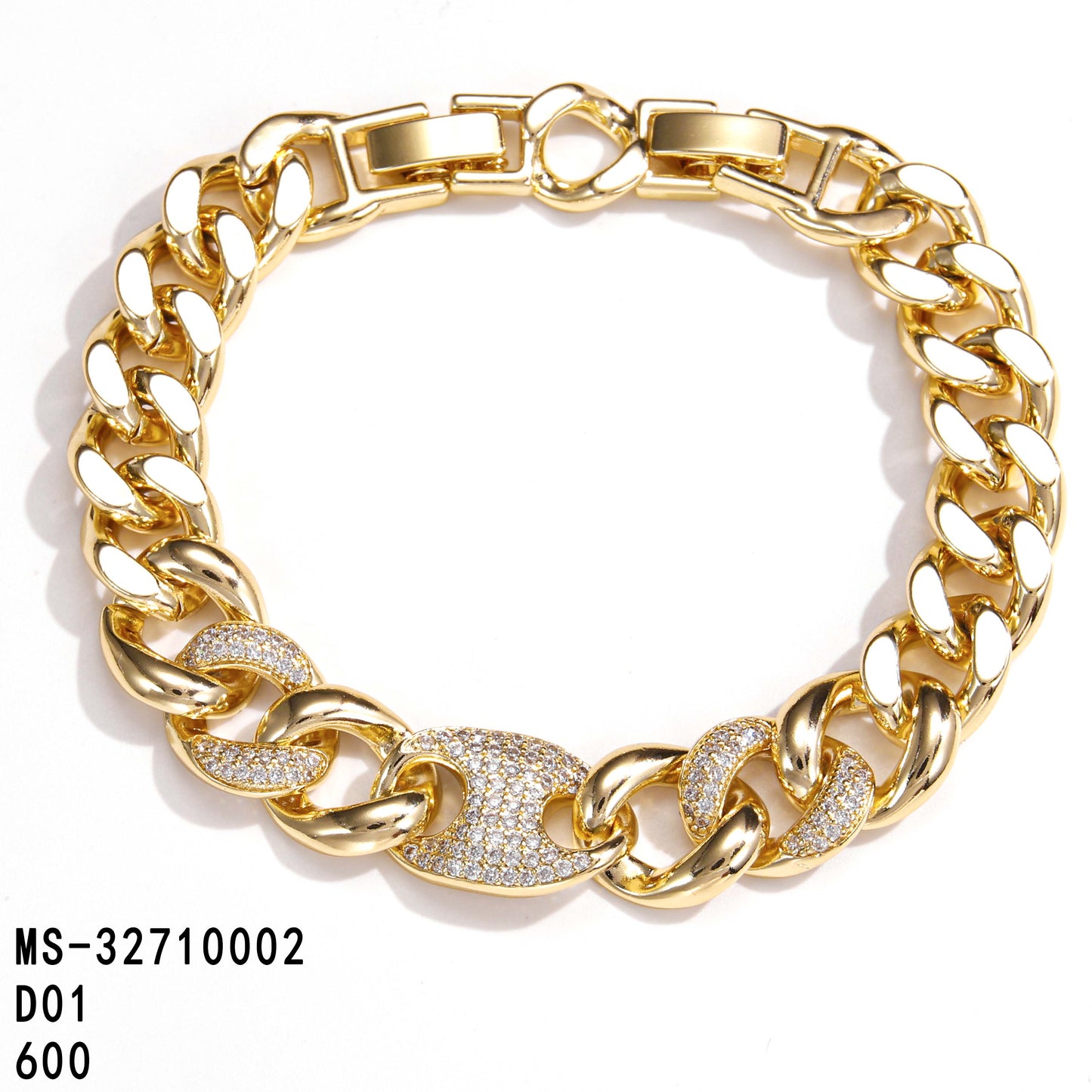 PinkFancy Jewelry 14K Gold-plated copper cubic zirconia setting Miami Cuba Chain wholesale