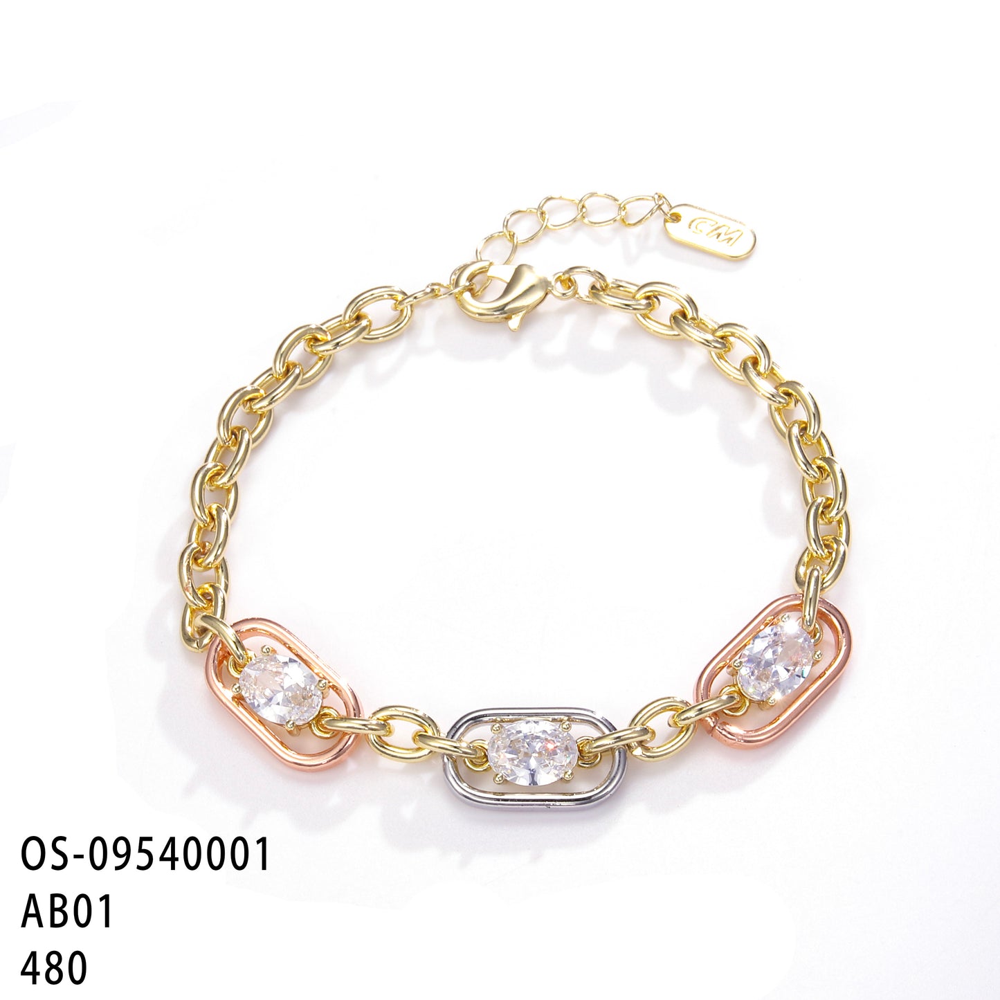 PinkFancy Jewelry 14K Gold-plated copper cubic zirconia setting Three colors wholesale bracelet